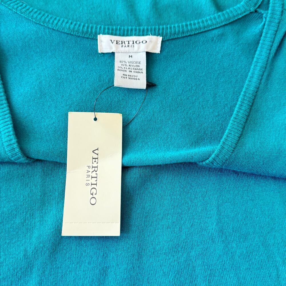 New VERTIGO PARIS Teal‎ Knit Sweater Midi Dress Long Sleeve Women's Sz M - Picture 8 of 14